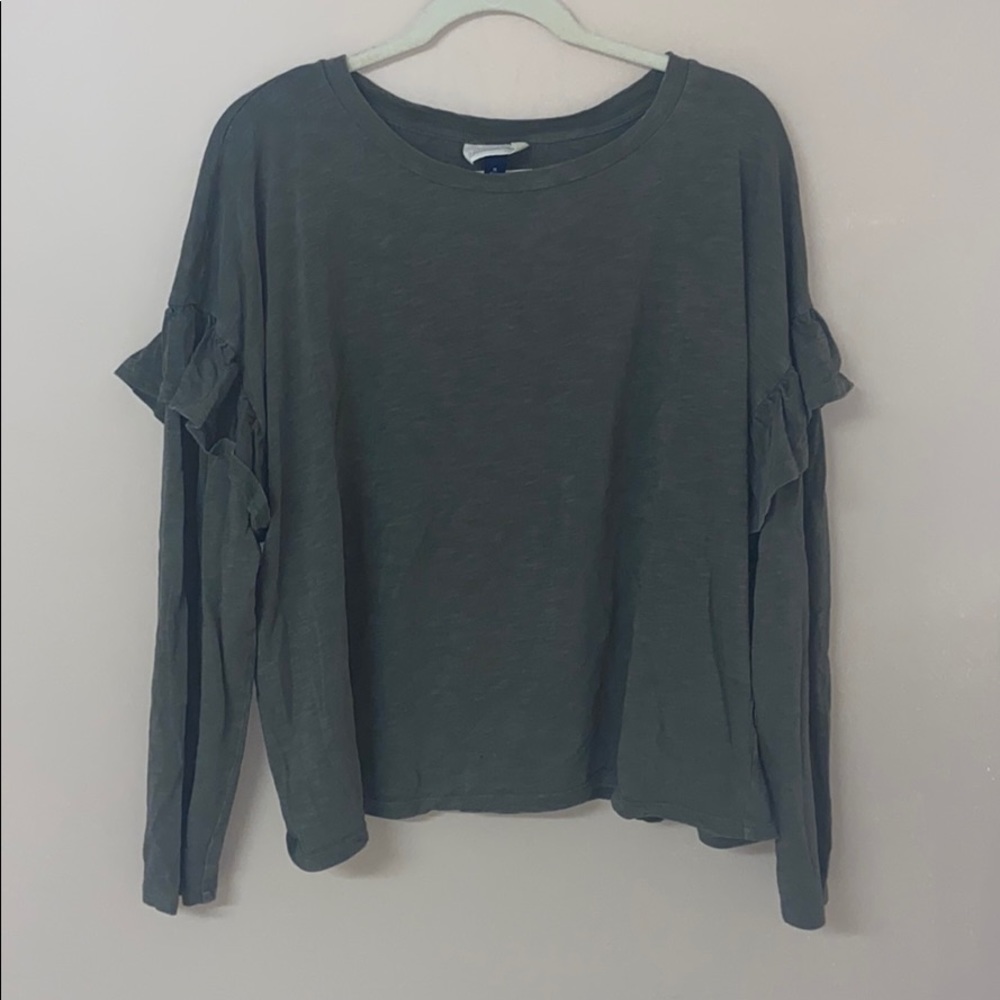 Army Green Blouse with Flare Sleeve